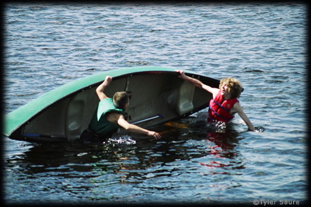 My son and friend always flip a canoe for fun
