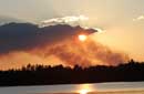 Smoky sunset on Kawishiwi Lake, smoke from Pagami Creek fire, September 9, 2011