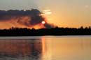Smoky sunset on Kawishiwi Lake, smoke from Pagami Creek fire, September 9, 2011