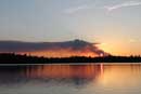 Smoky sunset on Kawishiwi Lake, smoke from Pagami Creek fire, September 9, 2011