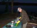 Doing dishes by headlamp, Cherokee Lake campsite, 9/9/12