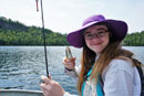 Granddaughter Anna, age 14, fishing on Poplar Lake, August 2017.