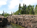 Grandpa on the Lake Superior rocks along the Artist's Point hike, August 2017.