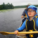 Grandson Robert, age 11,  paddling on the channel to Ghost Lake, Sawyer County, Wisconsin.  July 2017