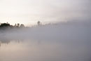 Morning mist on Poplar Lake, August 2017.