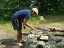 Shore lunch prep, Batchewaung Lake Site W7