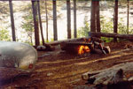 Campfire on North Temperance Lake, June/July 22-day BWCA trip, 1992