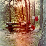 Picnic table at LLC campsite, 1980