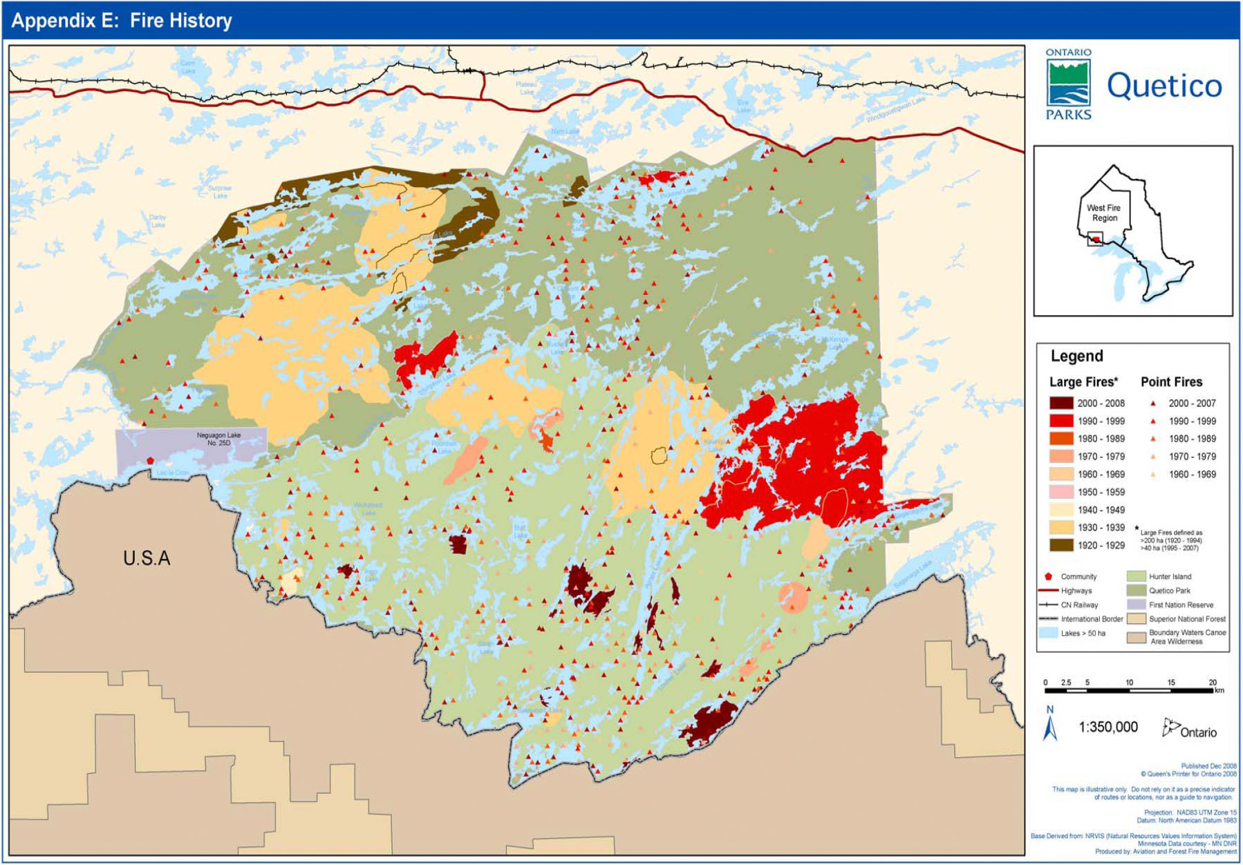 Quetico fire history map